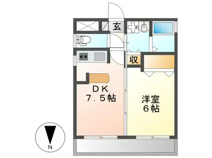 タウンコート砂田(1DK/4階)の間取り写真