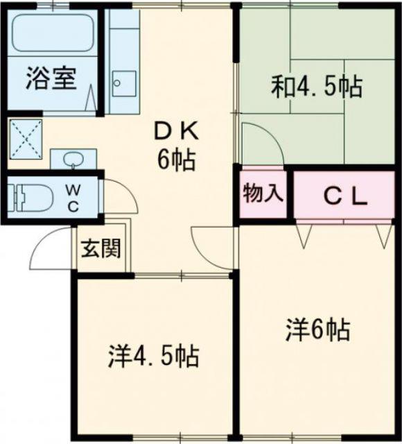 サンハイツ門暮A(3DK/1階)の間取り写真
