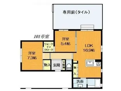ベレンツェルトリーゲン芦屋伊勢町(2LDK/1階)の間取り写真