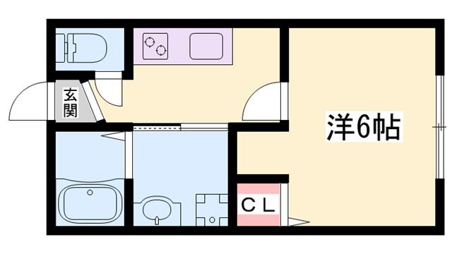 リープラスはりま勝原(1K/1階)の間取り写真