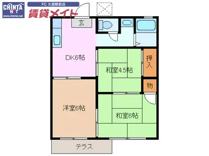 コーポ二重池(3DK/2階)の間取り写真