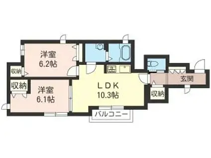 クラリス松葉(2LDK/1階)の間取り写真