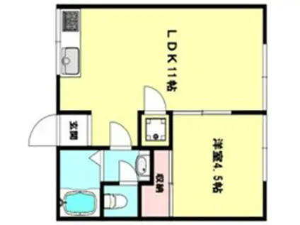 BLANCUBE大池(1LDK/1階)の間取り写真