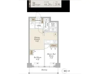 KDXレジデンス梅島(2LDK/7階)の間取り写真