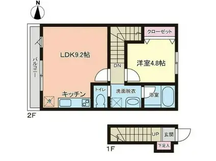 プレモリー名取駅前A(1LDK/2階)の間取り写真