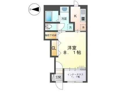 プルメリア(1K/1階)の間取り写真