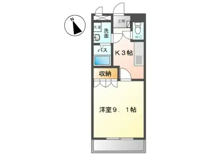 ダイアモンドヘッド(1K/2階)の間取り写真