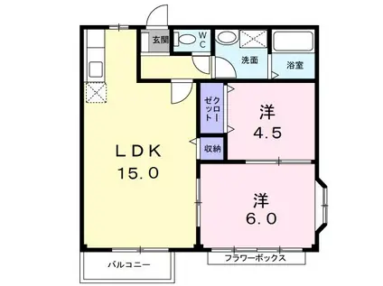 エリールヒラマツ(2LDK/1階)の間取り写真