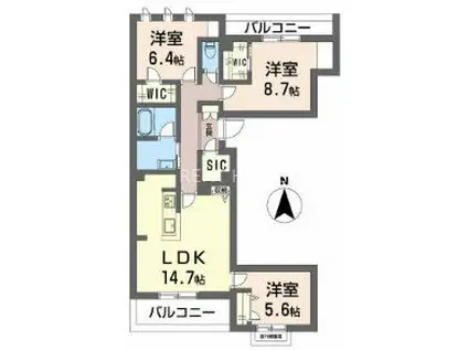 シャーメゾン ウィステリア(3LDK/2階)の間取り写真