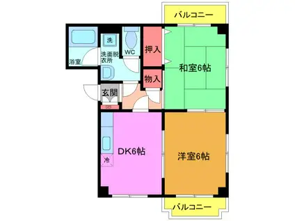 NEUER(2DK/1階)の間取り写真