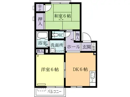 ロードストーンB(2DK/2階)の間取り写真