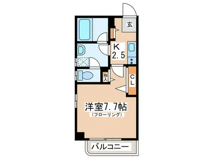 アドバンス茅ヶ崎(1K/2階)の間取り写真