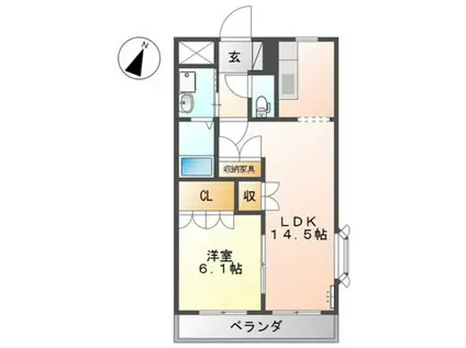 ベルジュI番館(1LDK/2階)の間取り写真