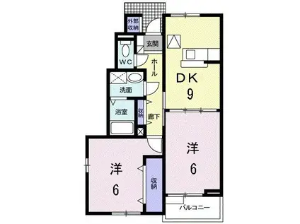 ラフィネロジュマンB(2DK/1階)の間取り写真