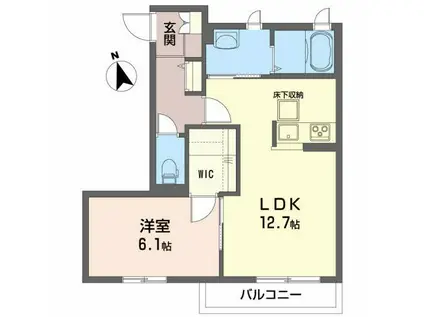 ウィステリア(1LDK/1階)の間取り写真