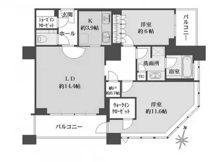 グランフロント大阪オーナーズタワー(2LDK/30階)の間取り写真