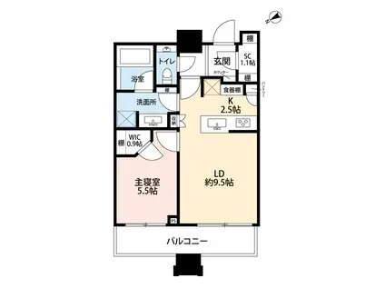 パークコート虎ノ門ATAGOTOWER(1LDK/8階)の間取り写真