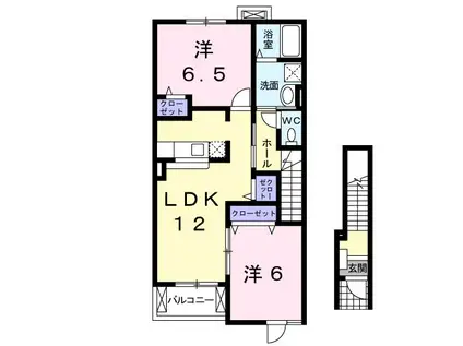 スカイウイング A(2LDK/2階)の間取り写真