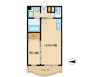 アヴェニール・コガ(1LDK/2階)の間取り写真