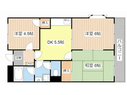 TWINAVENUEB棟(3DK/4階)の間取り写真