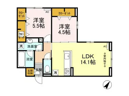 D CREST西千代田(2LDK/1階)の間取り写真