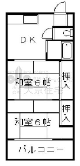 コーポ上之島(2DK/3階)の間取り写真