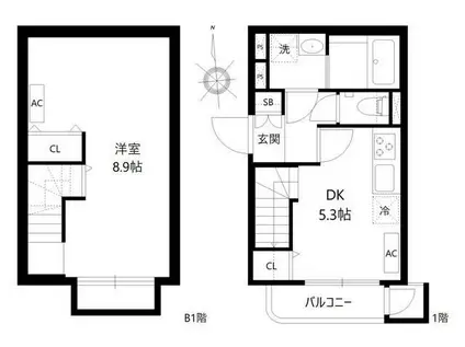 LEGALAND大岡山ANNEX(1DK/1階)の間取り写真