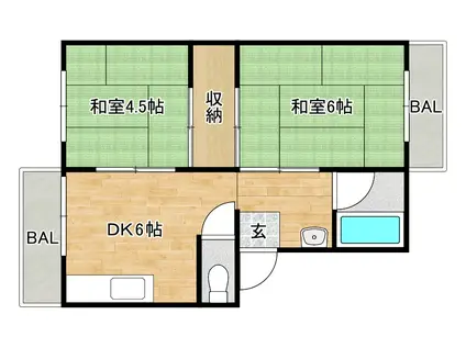 新森パークハイツ(2DK/1階)の間取り写真