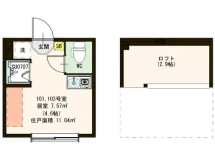 アルモニー千川(ワンルーム/1階)の間取り写真