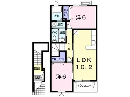 ミルフィーユ C(2LDK/2階)の間取り写真