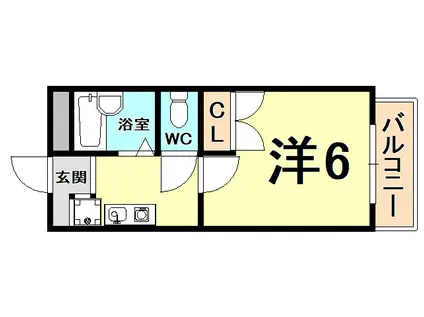 ワンズ仁川(ワンルーム/2階)の間取り写真