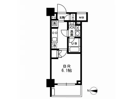 レジディア新宿イーストIII(1K/2階)の間取り写真