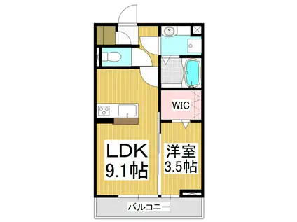コンフォーティア塩尻大門(1LDK/2階)の間取り写真
