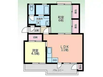 別所アパートメントC棟(2LDK/4階)の間取り写真