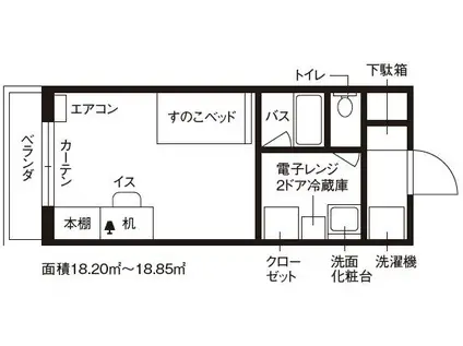 ドーミー高松錦町(ワンルーム/2階)の間取り写真