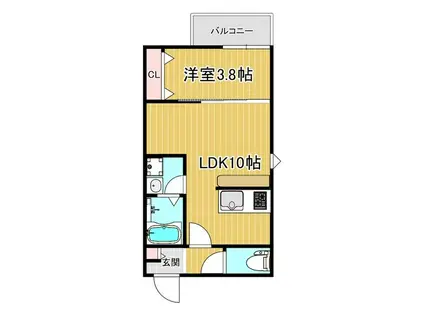 LECOCON中川II(1LDK/3階)の間取り写真