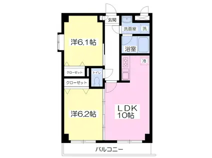 スカイシティAK(2LDK/2階)の間取り写真