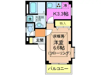 K-COURT神戸(1K/1階)の間取り写真