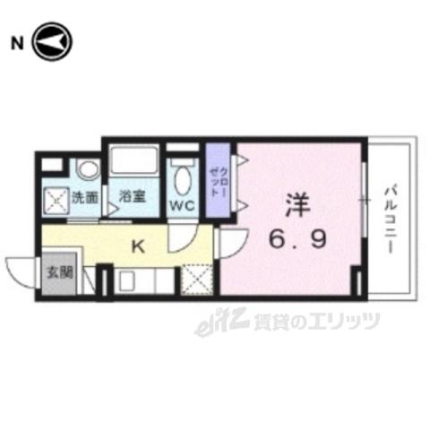 ヒカルサ京都大宮中林Ⅱ(1K/3階)の間取り写真