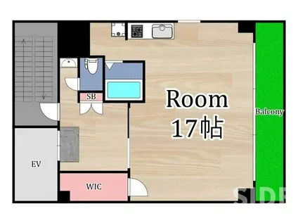 ルイスバラガン(ワンルーム/3階)の間取り写真