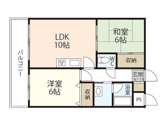 フラーリッシュ岡本(2LDK/5階)の間取り写真