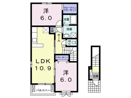 サン モールI(2LDK/2階)の間取り写真