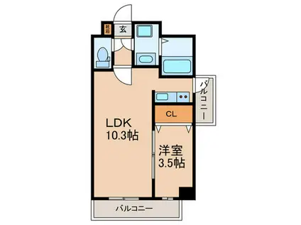 PREMIAGE室見(1LDK/6階)の間取り写真