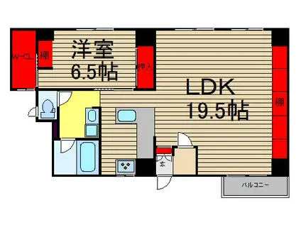 靭壱番館(1LDK/9階)の間取り写真