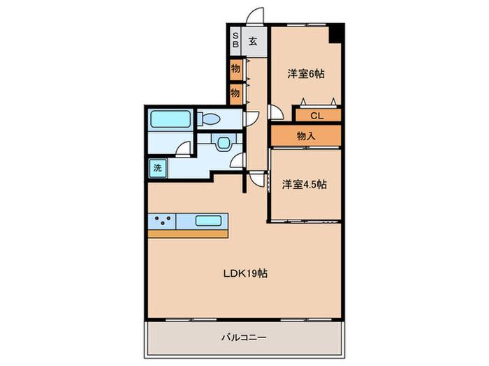 アルファステイツ朝霧丘(2LDK/3階)の間取り写真
