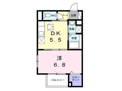 フェリーチェ深沢(1DK/1階)の間取り写真