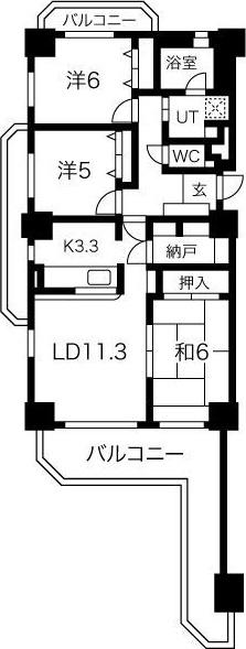 バンベール・グラン山手弐番館(3SLDK/4階)の間取り写真