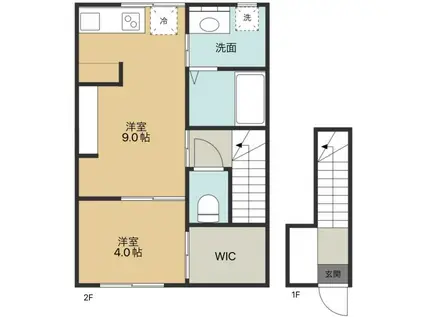 INTEGRAL SERIKAWA(1LDK/2階)の間取り写真