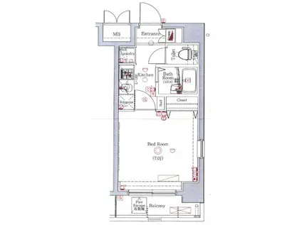 AXAS新宿若松町STA(1K/4階)の間取り写真