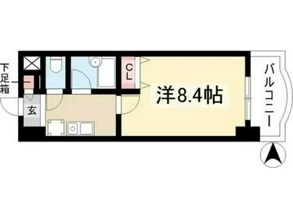 現代ハウス新栄(1K/4階)の間取り写真